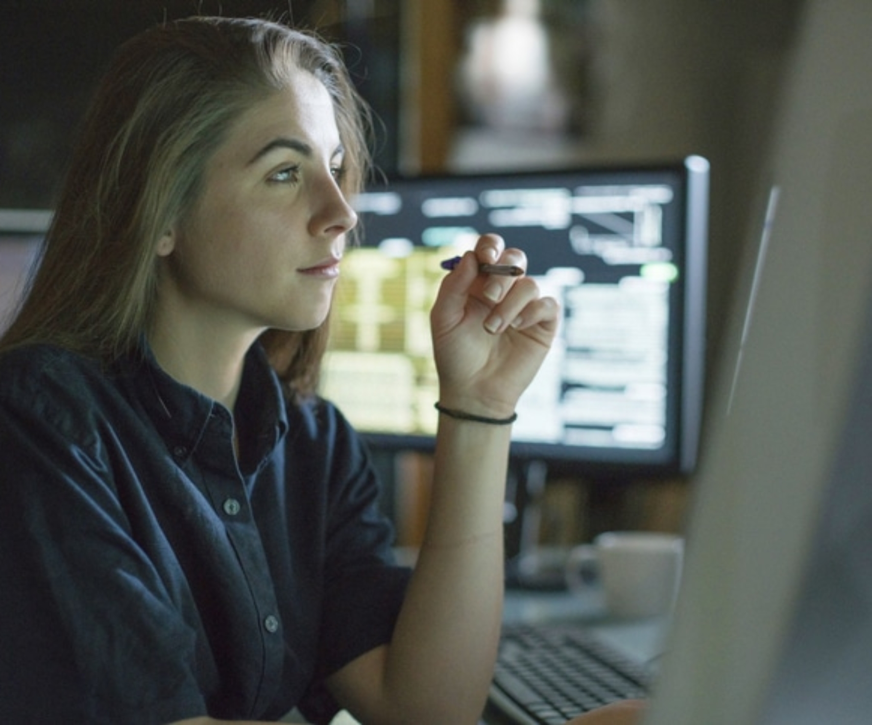 Woman using ERP system