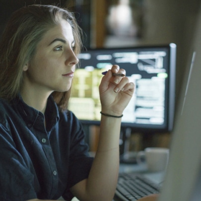 Woman using ERP system