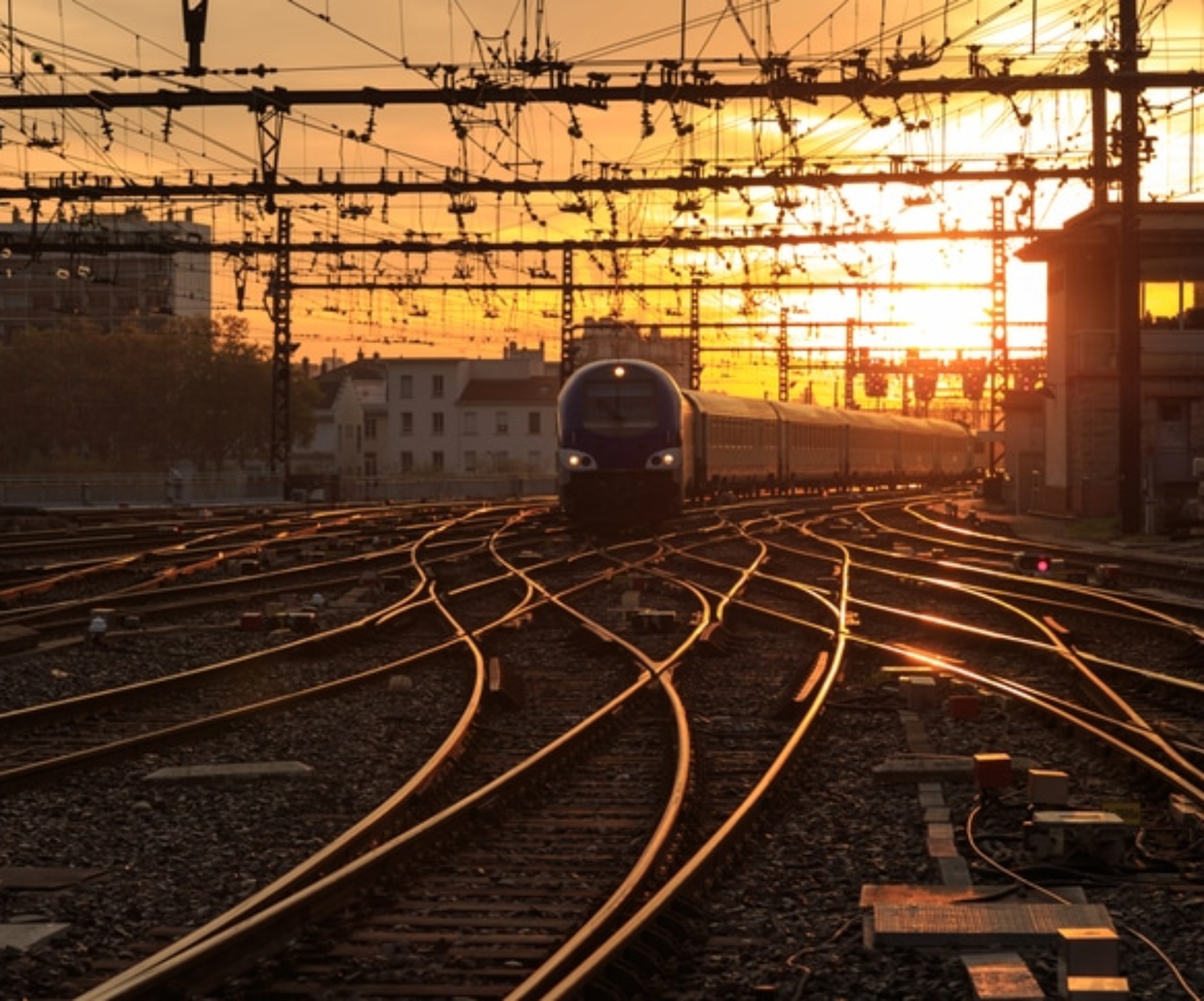 Train at dusk