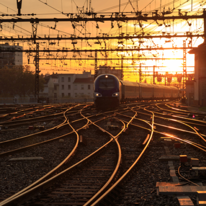 Train at dusk