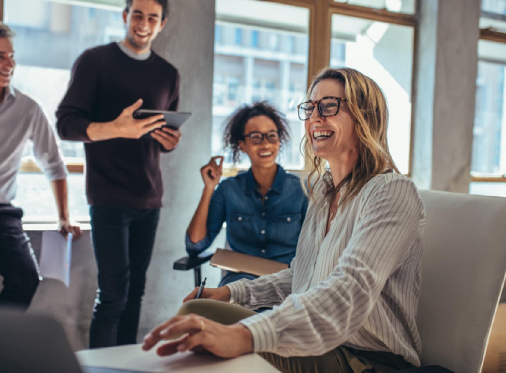 Cheerful business team during a meeting