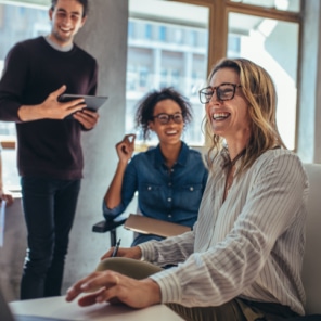 Cheerful business team during a meeting