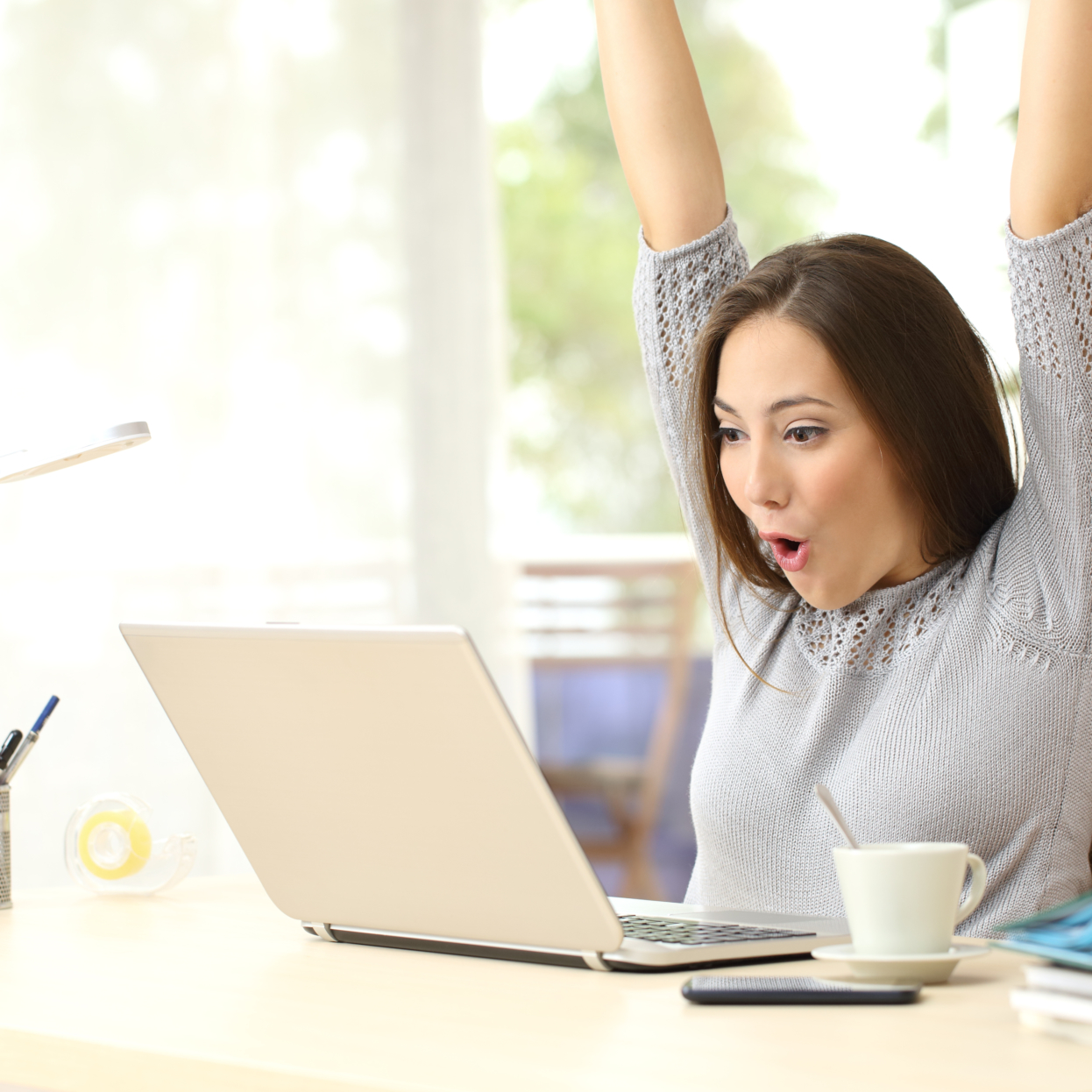 Woman excited about ERP solutions