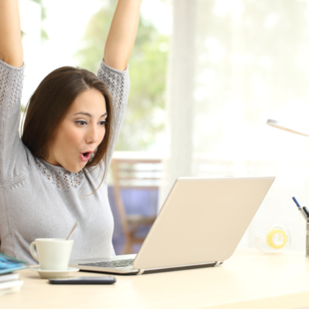 Woman excited about ERP solutions