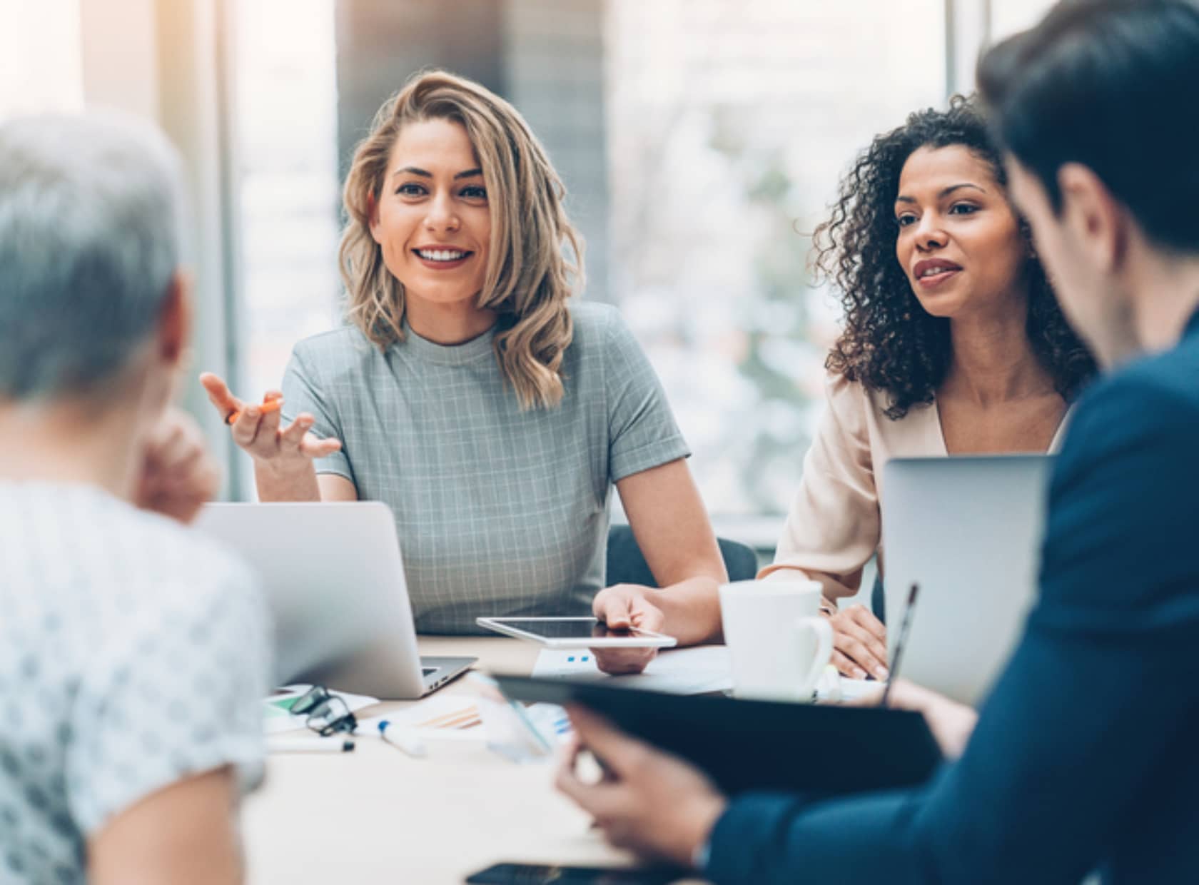 Female manager discussing business