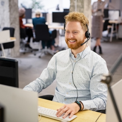 Man delivering ERP customer service